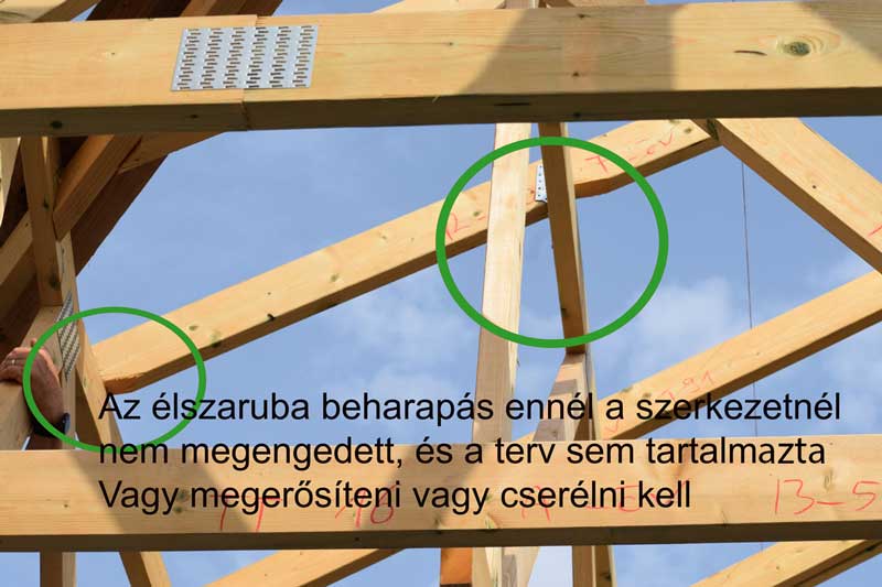 szeglemezes tető összeszerelési hibái