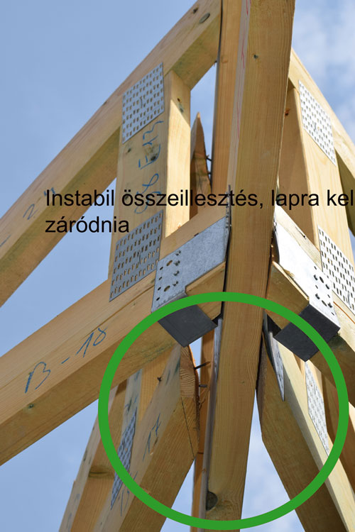 szeglemezes tető összeszerelési hibái
